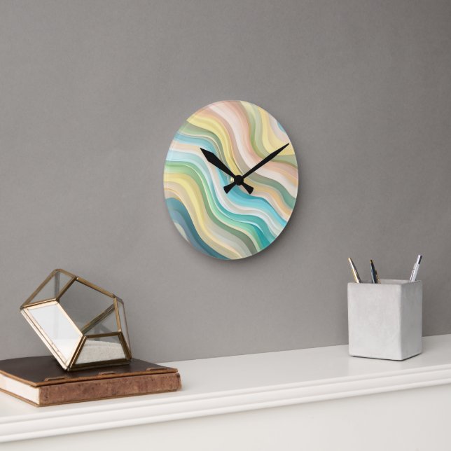 Pastel Wave Wall Clock Runde Wanduhr (Büro)