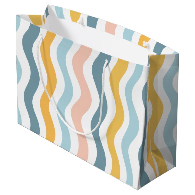 Pastel Wavy Lines  Große Geschenktüte (Rückseite Schrägansicht)