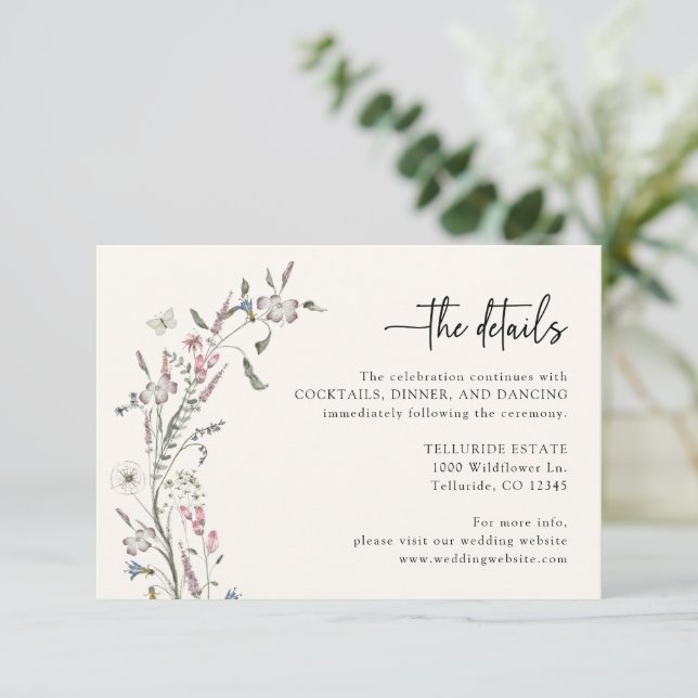 Pastel Wedding Details Enclosure Card Begleitkarte (Stehend Vorderseite)