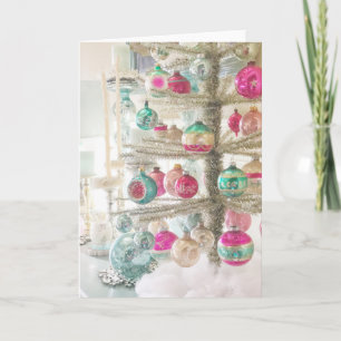 Pastel Weihnachtsbaum mit Vintagen Ornamenten Karte