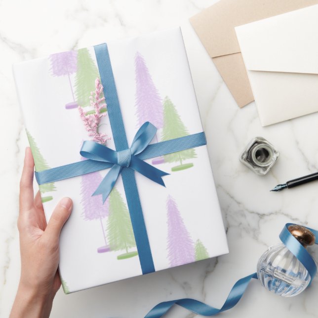Pastel Weihnachtsbaumen Umschlagpapier Geschenkpapier (Schenken)