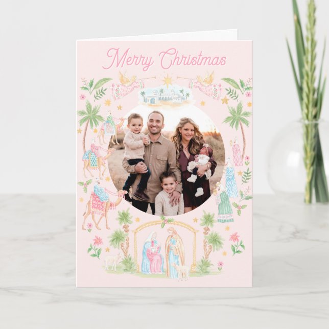 Pastel-Weihnachtsbild gefaltet Karte (Vorderseite)