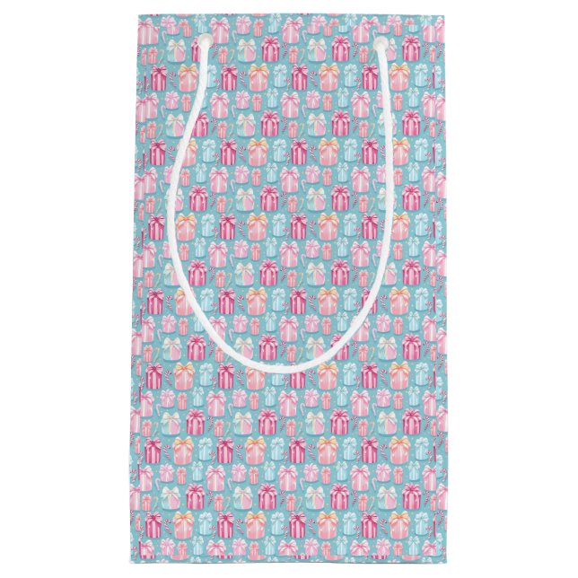 Pastel Weihnachtsgeschenke und Candy Canes Kleine Geschenktüte (Vorderseite)