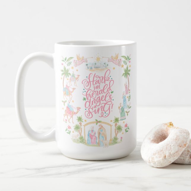 Pastel-Weihnachtsgeschichte | Ehre dem neugeborene Kaffeetasse (Mit Donut)