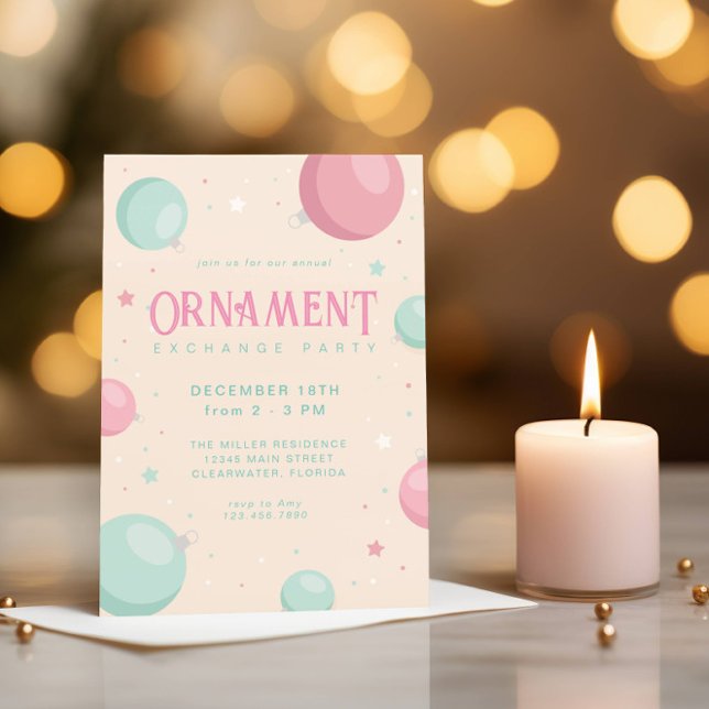 Pastel Weihnachtsschmuck Austauschfeier Feiertag Einladung (Von Creator hochgeladen)