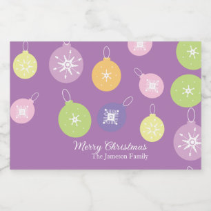 Pastel Weihnachtsschmuck Snowflakes Violett Lebensmitteletikett