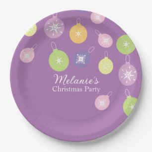 Pastel Weihnachtsschmuck Snowflakes Violett Pappteller