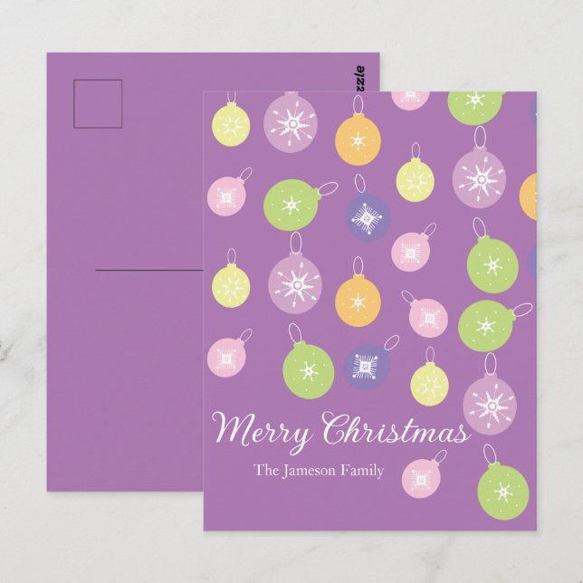 Pastel Weihnachtsschmuck Snowflakes Violett Postkarte (Vorne/Hinten)