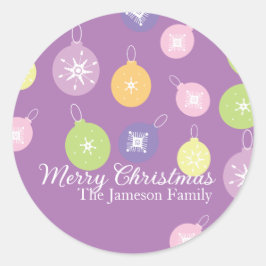 Pastel Weihnachtsschmuck Snowflakes Violett Runder Aufkleber