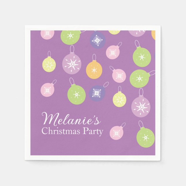 Pastel Weihnachtsschmuck Snowflakes Violett Serviette (Vorderseite)