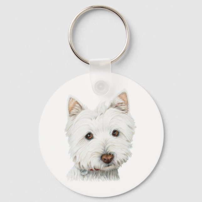 Pastel Westie Dog Schlüsselanhänger (Vorderseite)
