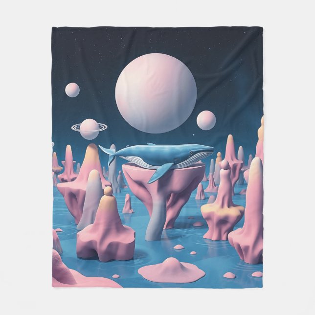 Pastel Whale in Floating Island Dreamscape Fleecedecke (Vorderseite)