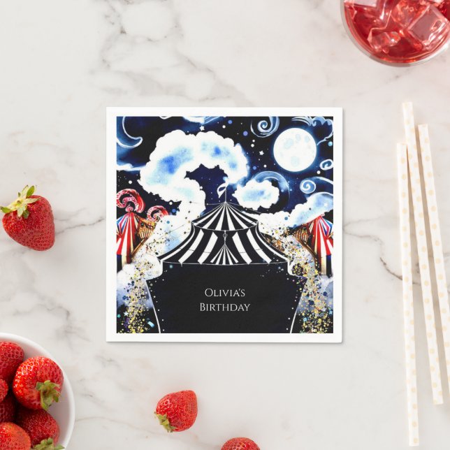 Pastel Whimsical Circus Geburtstag Serviette (Beispiel)