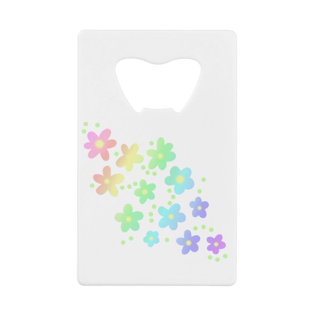 Pastel Whimsical Rainbow Blume Geldbeutel Flaschenöffner (Vorderseite)