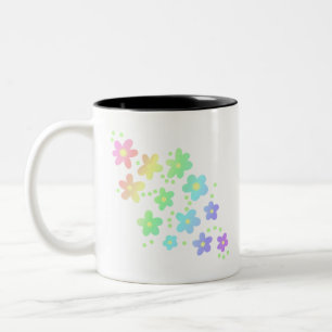 Pastel Whimsical Rainbow Blume Zweifarbige Tasse