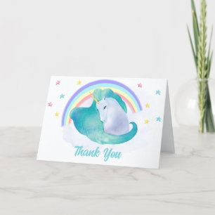 Pastel Whimsical Star Unicorn Rainbow Baby Dusche Dankeskarte
