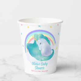 Pastel Whimsical Star Unicorn Rainbow Baby Dusche Pappbecher