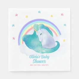 Pastel Whimsical Star Unicorn Rainbow Baby Dusche Serviette