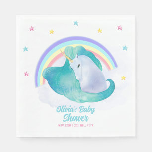 Pastel Whimsical Star Unicorn Rainbow Baby Dusche Serviette