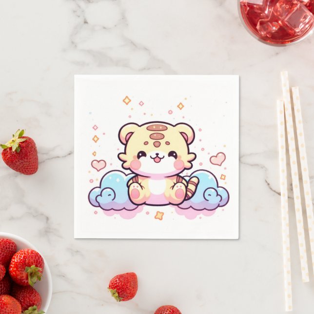 Pastel Whimsical Tiger Baby Dusche Serviette (Beispiel)