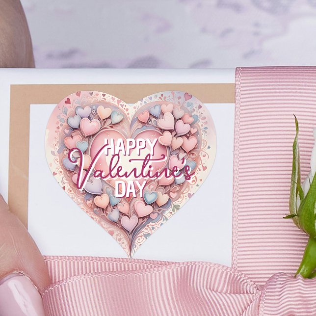 Pastel Whimsical Watercolor Herz Valentinstag Herz-Aufkleber (Von Creator hochgeladen)