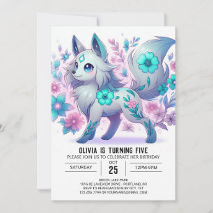 Pastel Whimsical Wolf Digital Geburtstag Einladung