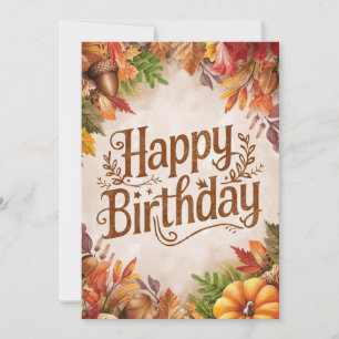 Pastel Whimsical Woods Herbst glücklich Geburtstag Karte