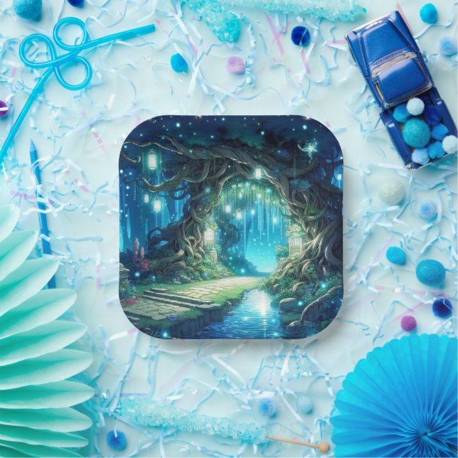 Pastel Whimsy Enchanted Forest Baby Shower Pappteller (Party)