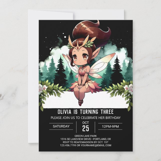 Pastel Whimsy Fairy Birthday Einladung (Vorderseite)