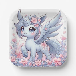 Pastel Whimsy Unicorn Kinderdusche Pappteller