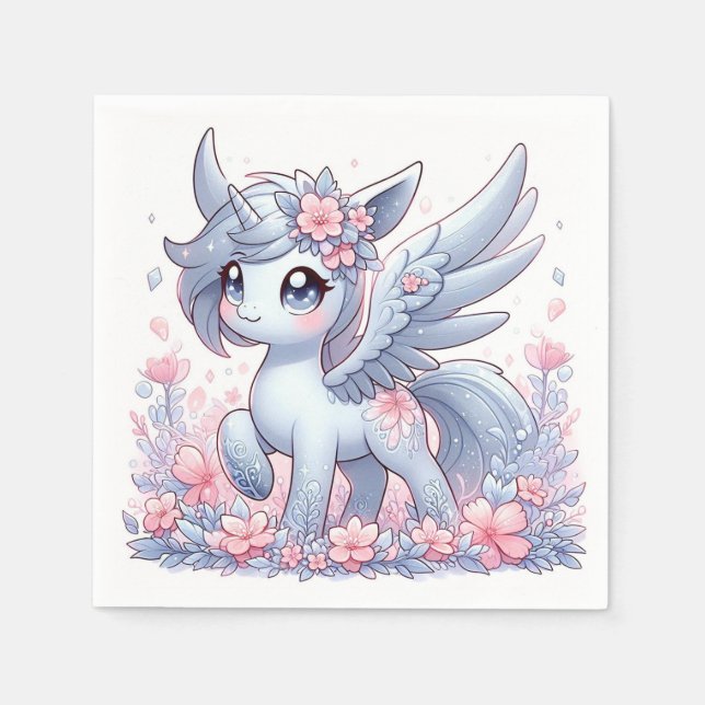 Pastel Whimsy Unicorn Kinderdusche Serviette (Vorderseite)