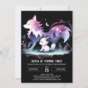 Pastel Whimsy Wolf Geburtstag Einladung