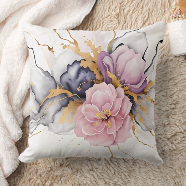 PASTEL WHITE PINK LILA PEONY-BLUME KISSEN (Decke)
