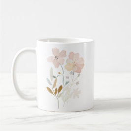 Pastel Wild Blume Romantische Bouquet Wasserfarbe Kaffeetasse