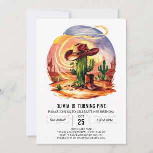 Pastel Wild West Cowboy Birthday Einladung