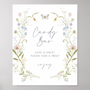 Pastel Wildblume Brautparty Candy Bar Poster