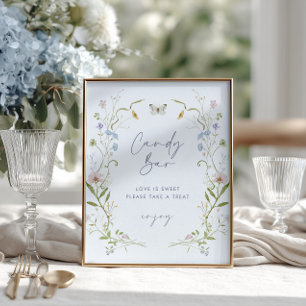 Pastel Wildblume Brautparty Candy Bar Poster