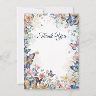 Pastel Wildblume & Butterfly Danke Karte