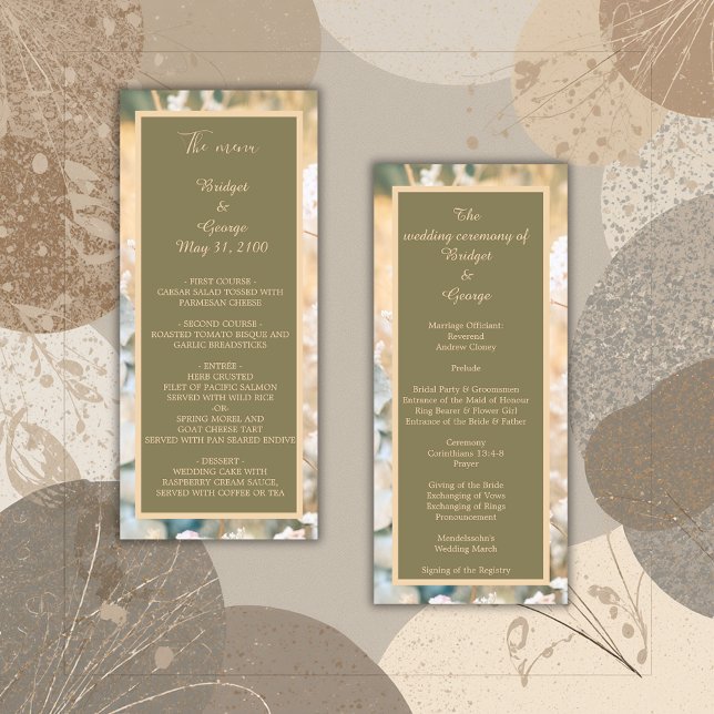 Pastel Wildblume Hochzeitsprogramm und Menü Programm (Von Creator hochgeladen)