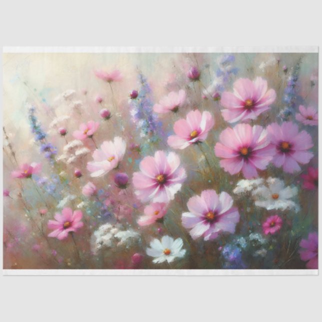 Pastel Wildblume Impressionist Painting Decoupage Seidenpapier (Vorderseite)
