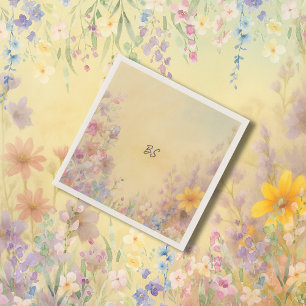 Pastel Wildblume Meadow Barn Wedding Serviette