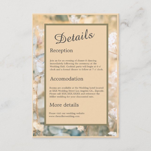 Pastel Wildblume Meadow Wedding Begleitkarte (Vorderseite)