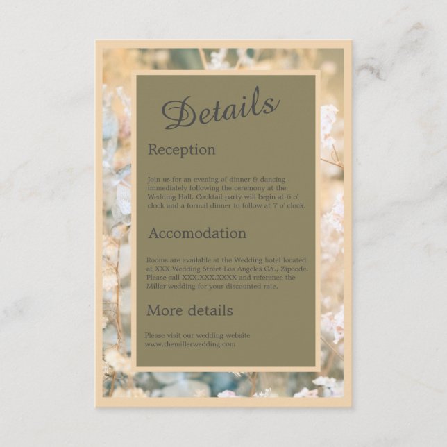 Pastel Wildblume Meadow Wedding Begleitkarte (Vorderseite)