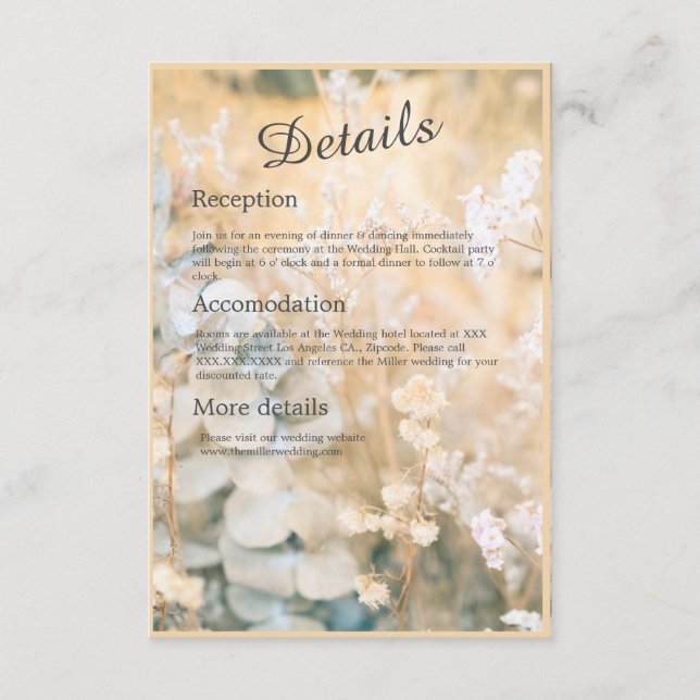 Pastel Wildblume Meadow Wedding Begleitkarte (Vorderseite)