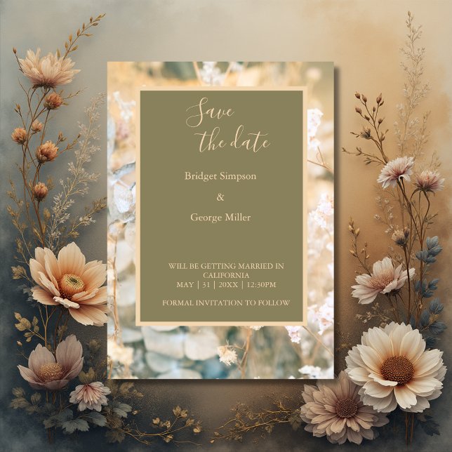 Pastel Wildblume Meadow Wedding sichere das Datum Einladung (Von Creator hochgeladen)