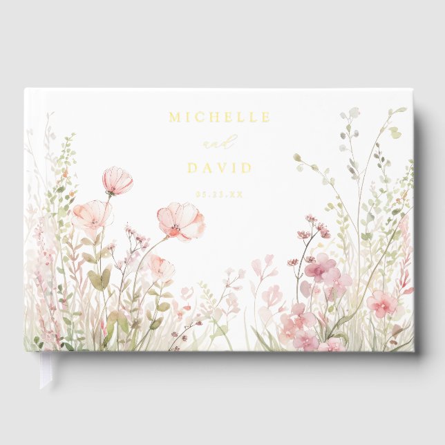 Pastel Wildblume Wedding Gästebuch (Vorderseite)