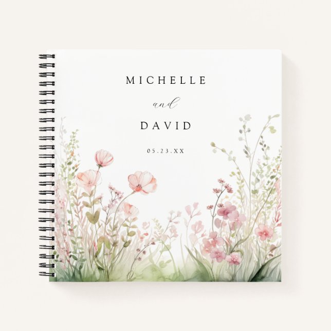 Pastel Wildblume Wedding Guest Book Notizbuch (Vorderseite)