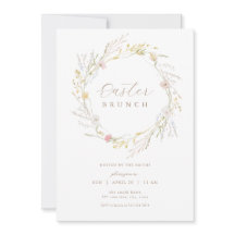 Pastel Wildblume Wreath Osterfeier Einladung