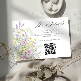 Pastel-Wildblumen-Blumengarten-Hochzeitswebsite QR Begleitkarte