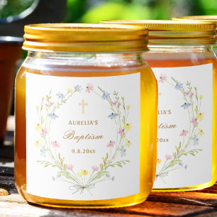 Pastel Wildblumen Taufe Alkoholflaschenetikett